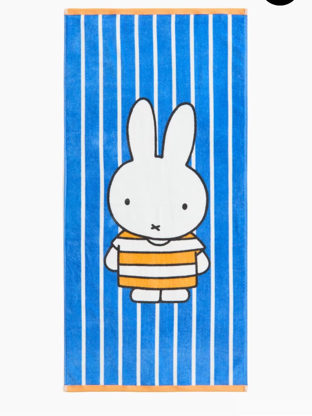 NWT H&M x Miffy Blue Striped Miffy Bunny Kids Beach Towel Terry Orange Accents